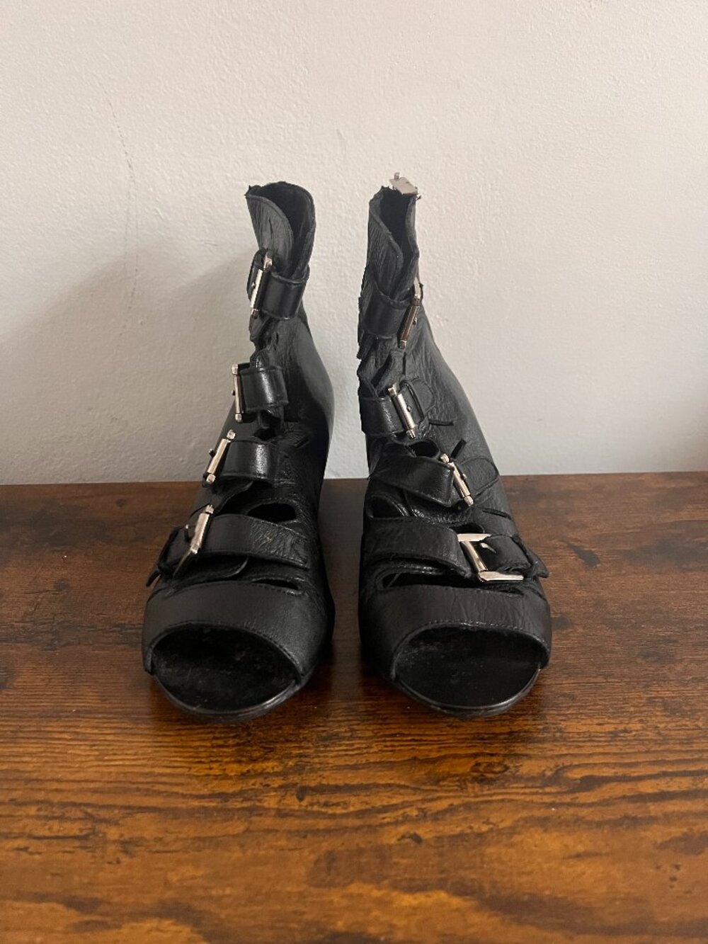 DOLCE VITA Black Zip Up Buckled Heels